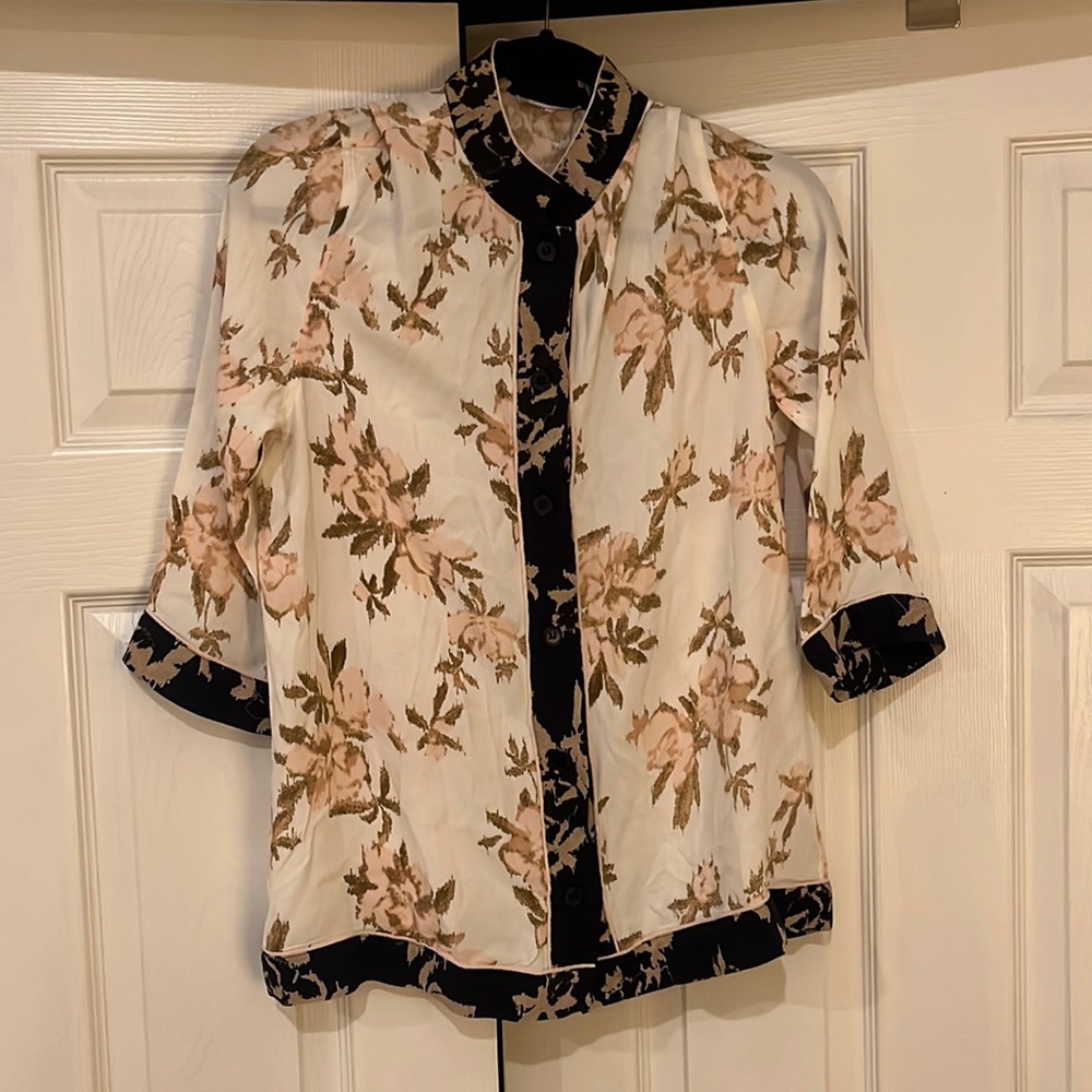 Ganni button blouse floral crepe